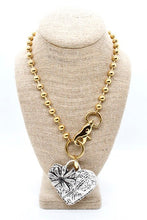 Load image into Gallery viewer, Heart Flower Pendant Convertible Gold Chain Necklace
