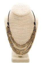Load image into Gallery viewer, Semi Precious Stone Multi Strand Short Necklace - NLS-Gold