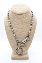 Load image into Gallery viewer, Antique Silver Circle Pendant Convertible Silver Chain Necklace