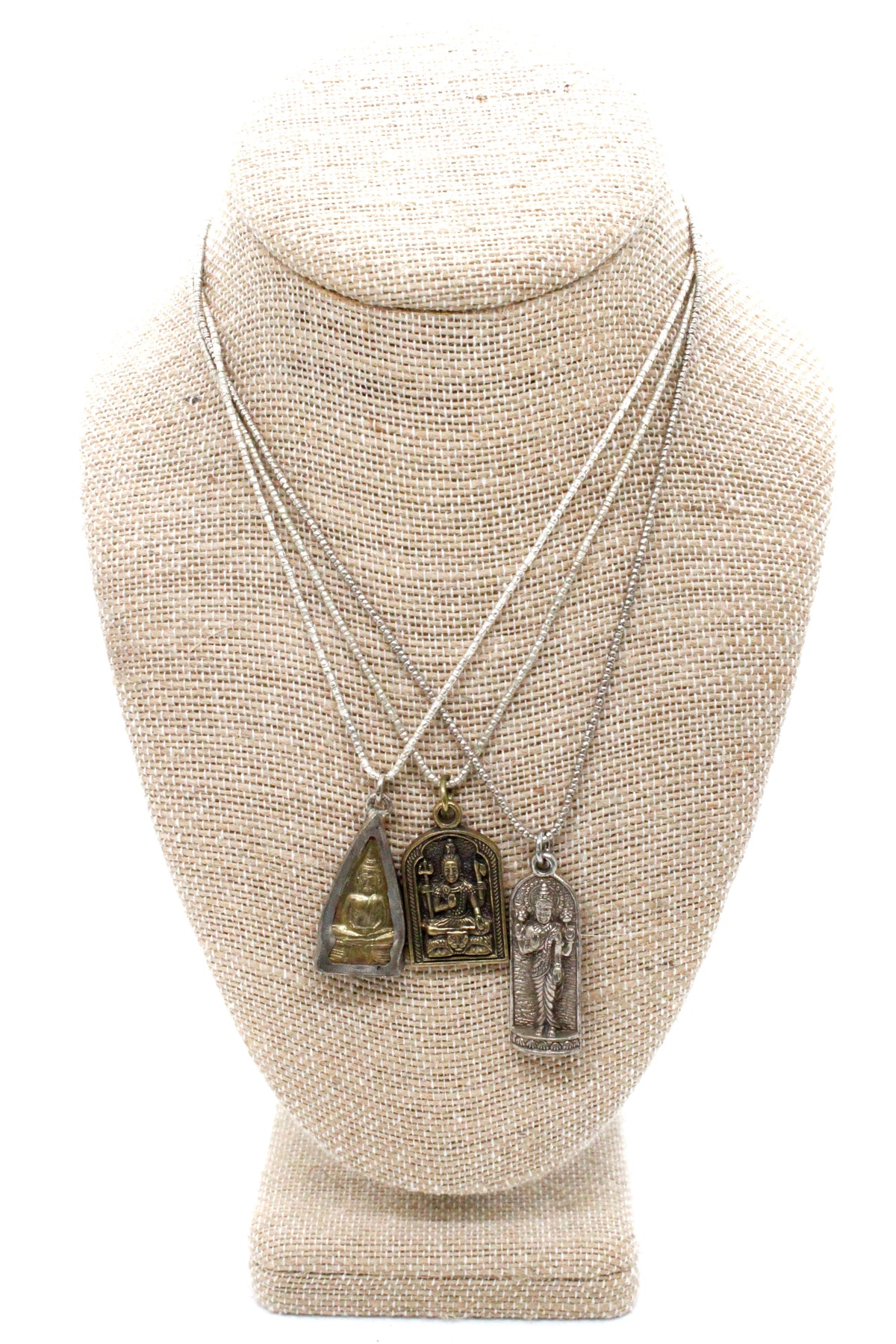 Buddha Necklace 15 - Reversible African Beads - One of a Kind -