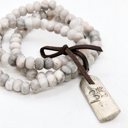 White Lace Agate Buddha Bracelet -Buddha Collection-