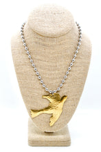 Load image into Gallery viewer, Flying Brass Bird Convertible Silver Chain Necklace