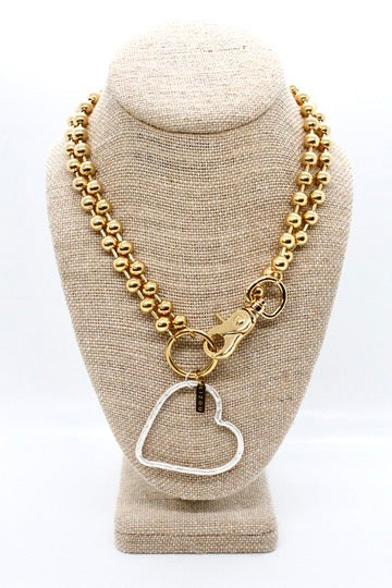 Silver Heart Outline Convertible Gold Chain Necklace