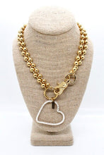Load image into Gallery viewer, Silver Heart Outline Convertible Gold Chain Necklace
