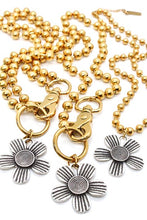 Load image into Gallery viewer, Antique Silver Flower Pendant Convertible Gold Chain Necklace