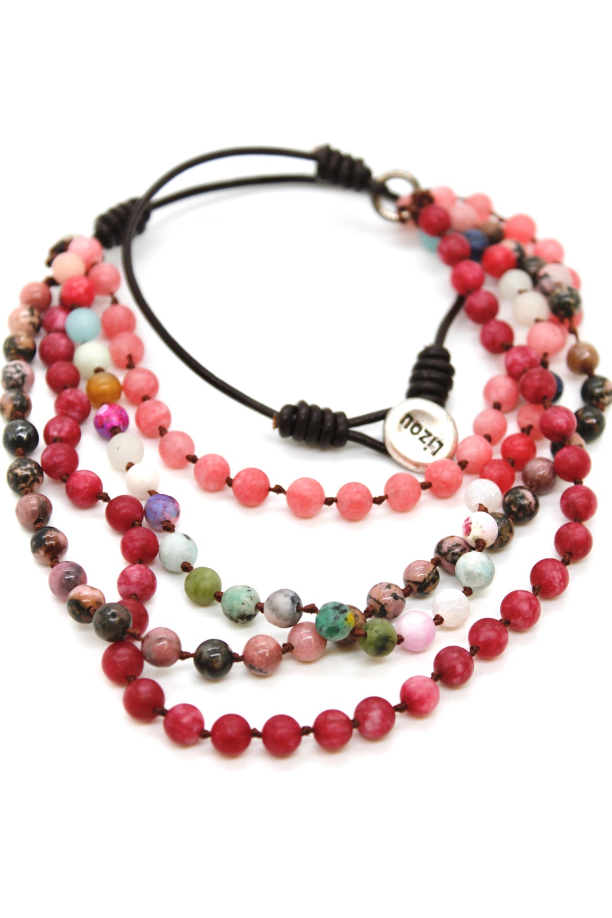 Semi Precious Stone Multi Strand Short Necklace - NLS-M29