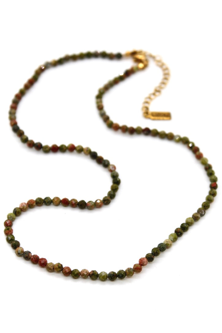 Short Unakite Stone Necklace - N9-200UN