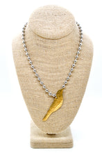 Load image into Gallery viewer, Perched Brass Bird Convertible Silver Chain Necklace