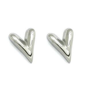 Stud Silver Heart Earrings E4-190 -French Flair Collection-