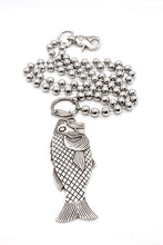 Load image into Gallery viewer, Large Fish Pendant Convertible Silver Chain Necklace