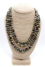 Load image into Gallery viewer, Labradorite and Crystal Mix Hand Knotted Long Necklace on Genuine Leather -Layers Collection- NLL-Smoke