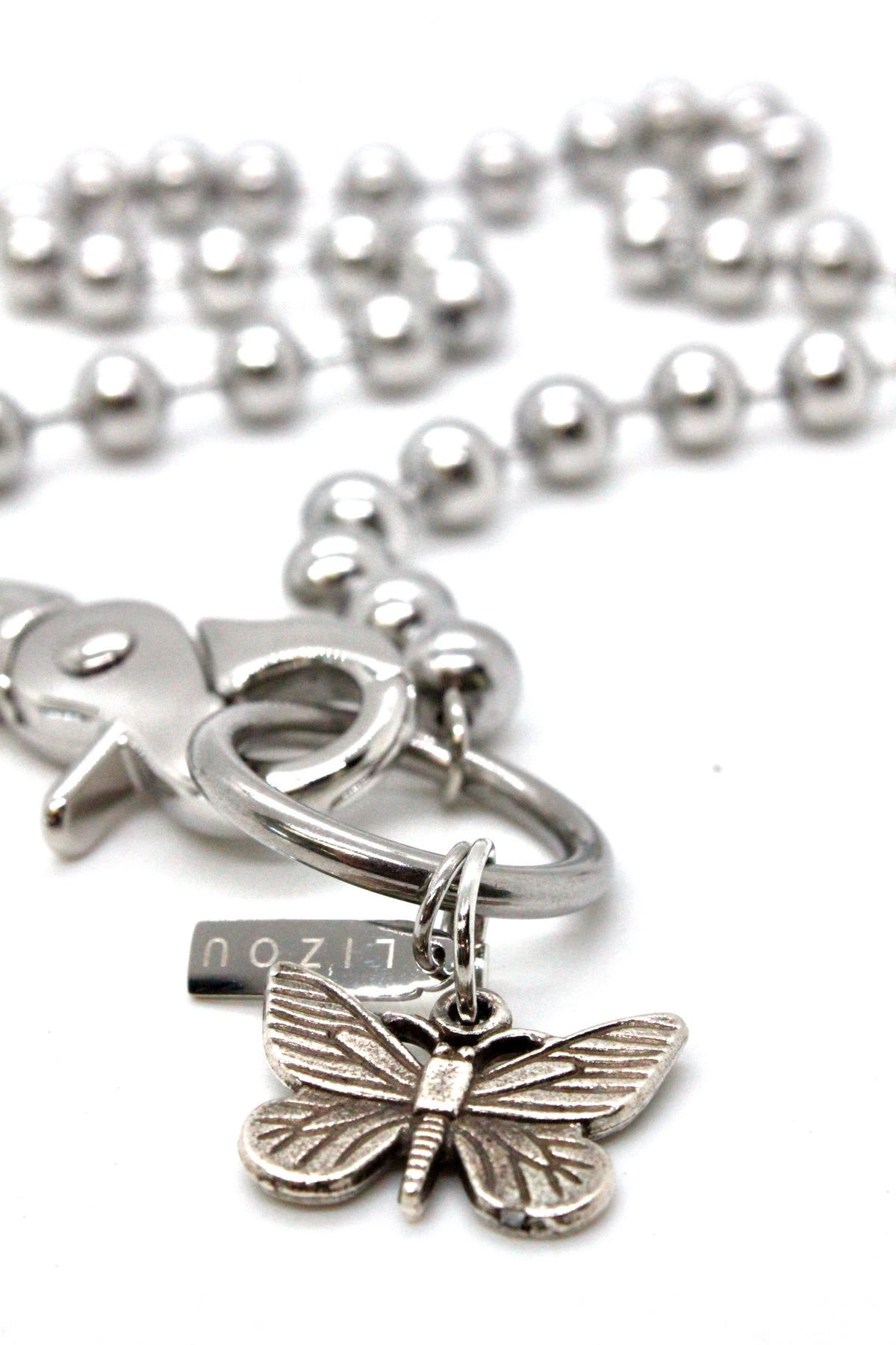 Butterfly Necklace Single Silver Chain Claw Clasp
