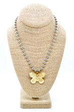Load image into Gallery viewer, Gold Butterfly Convertible Silver Chain Necklace