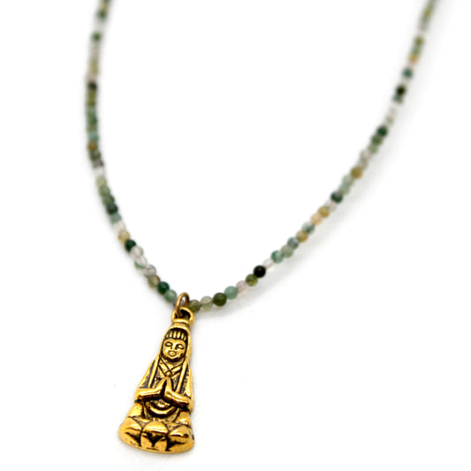 Buddha Necklace 35 - Green Agate