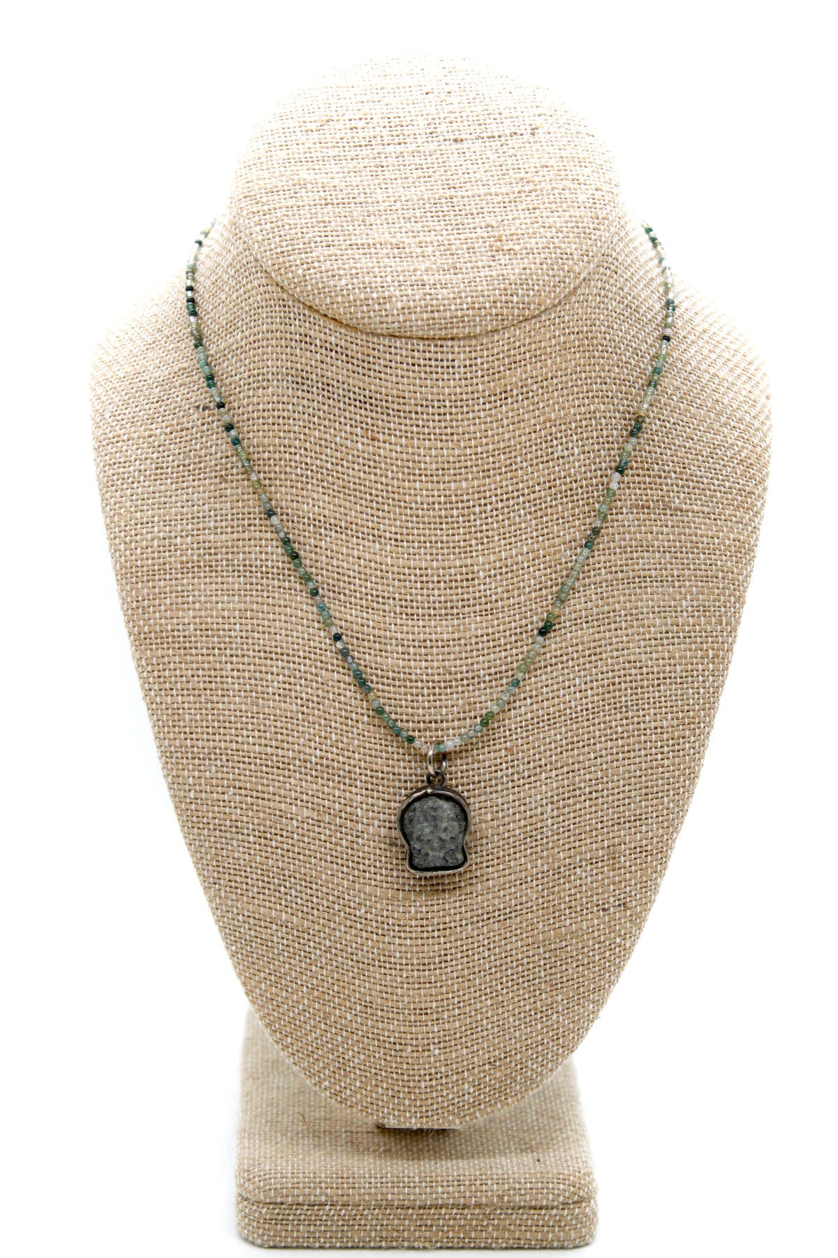 Buddha Necklace 36 - Green Agate