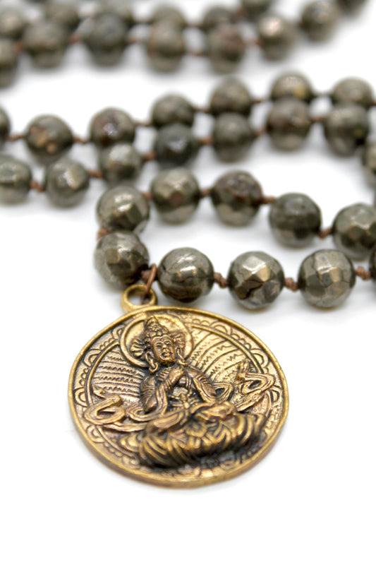 Buddha Necklace 64 - Pyrite