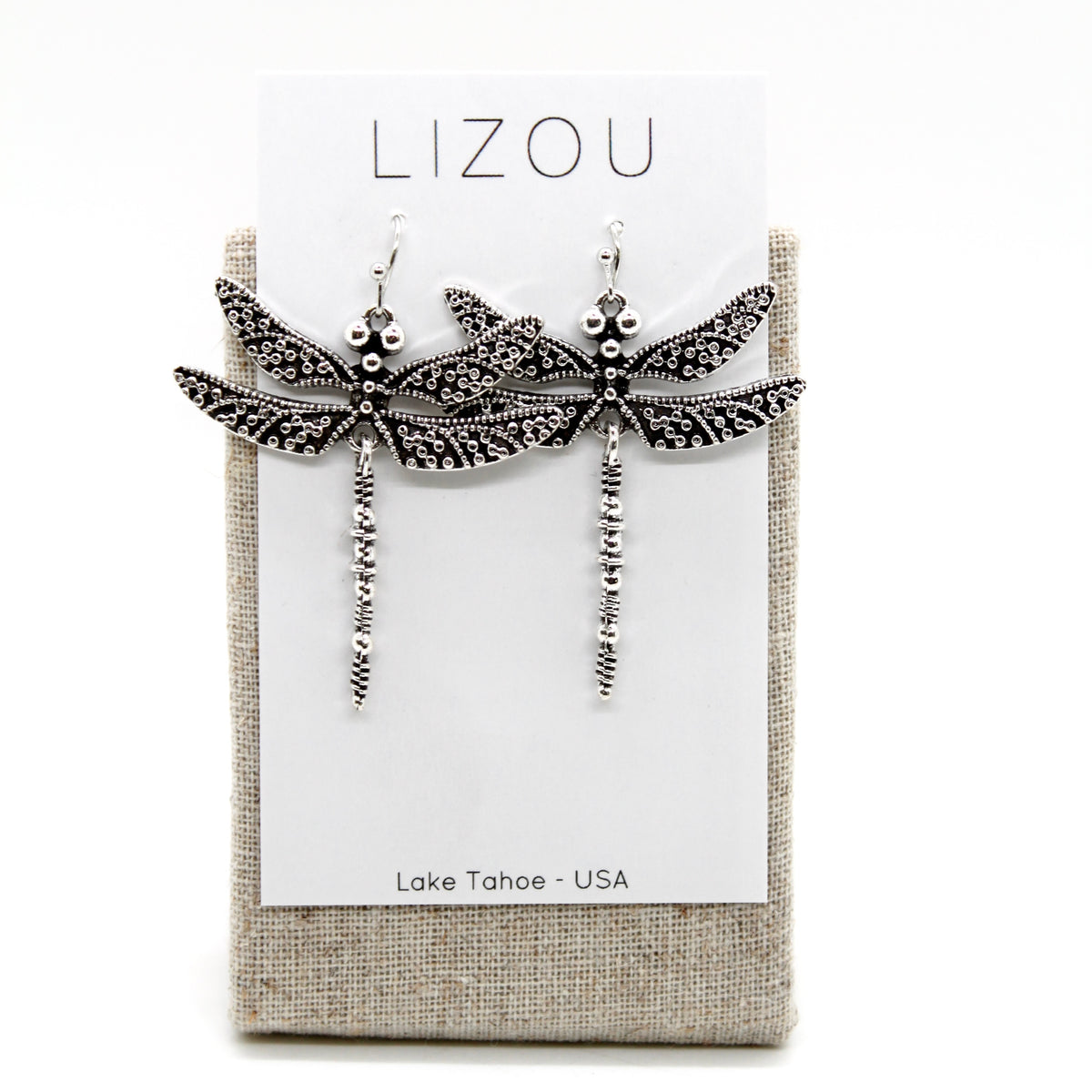 Silver Dragonfly Dangle Earrings - E9-092D