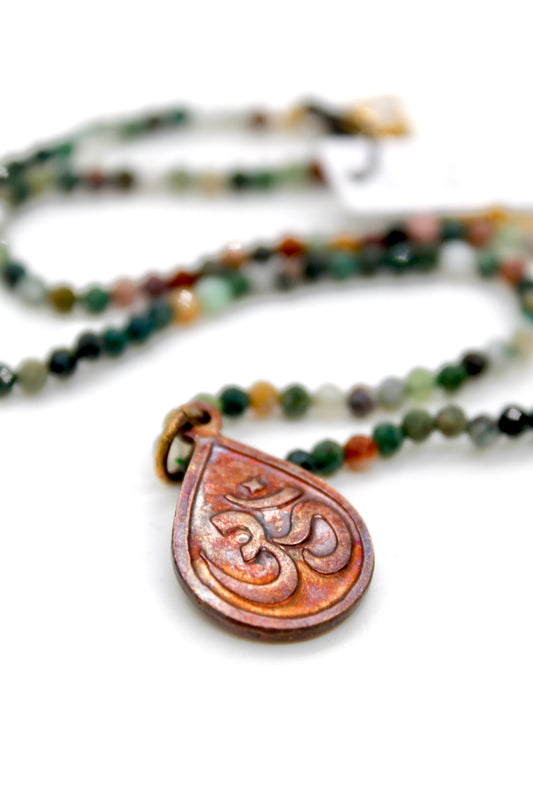 Buddha Necklace 124 - Faceted Indian Agate Stone Necklace