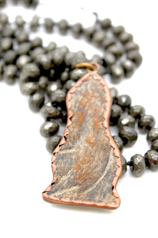 Buddha Necklace 131 - Pyrite Stone Necklace