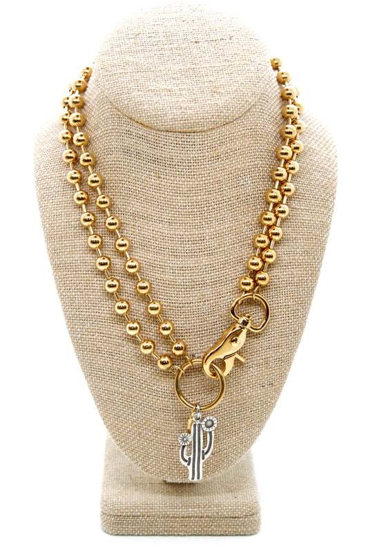 Artsy Cactus Convertible Gold Chain Necklace