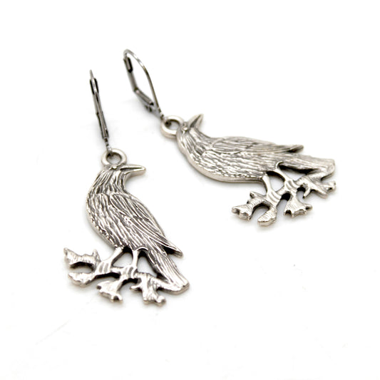 Silver Raven Earrings - E9-37008