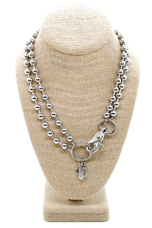 Flowering Cactus Convertible Silver Chain Necklace