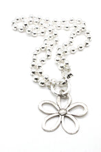 Load image into Gallery viewer, Convertible Short or Long Ball Chain Necklace with Large Silver Daisy Flower -The Classics Collection- N2-265S
