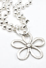 Load image into Gallery viewer, Convertible Short or Long Ball Chain Necklace with Large Silver Daisy Flower -The Classics Collection- N2-265S
