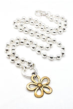 Load image into Gallery viewer, Convertible Short or Long Ball Chain Necklace with Small Brass Daisy Flower -The Classics Collection- N2-266G
