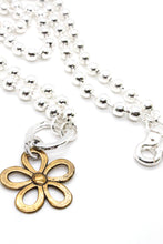 Load image into Gallery viewer, Convertible Short or Long Ball Chain Necklace with Small Brass Daisy Flower -The Classics Collection- N2-266G
