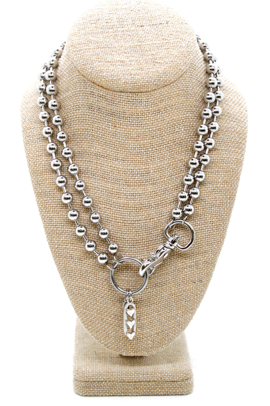 Triple Heart Charm Convertible Silver Chain Necklace
