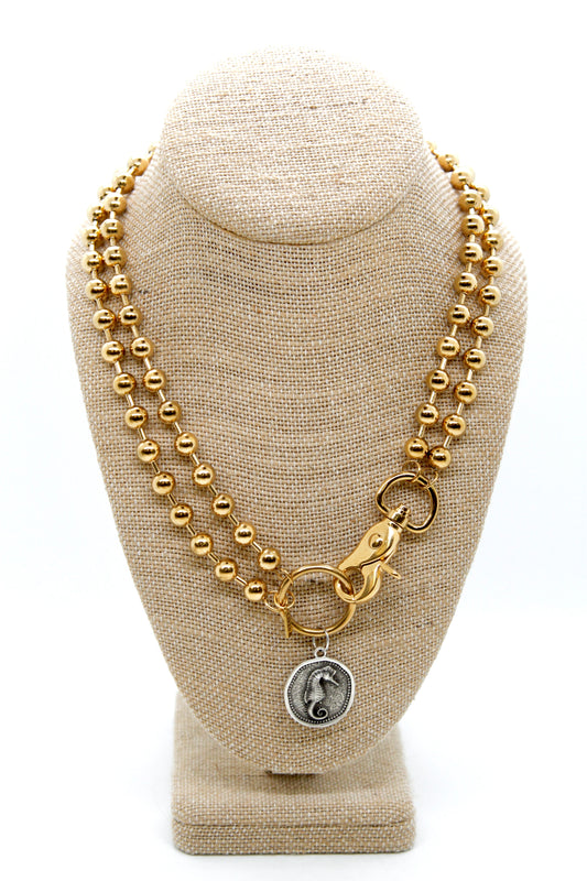 Seahorse Charm Convertible Gold Chain Necklace