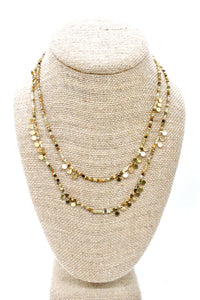 Museum Style Tsavorite Stone Mix Necklace with 24K Gold Plate Mini Charms -French Flair Collection- N2-2332