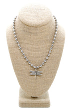 Load image into Gallery viewer, Small Dragonfly Charm Convertible Silver Chain Necklace