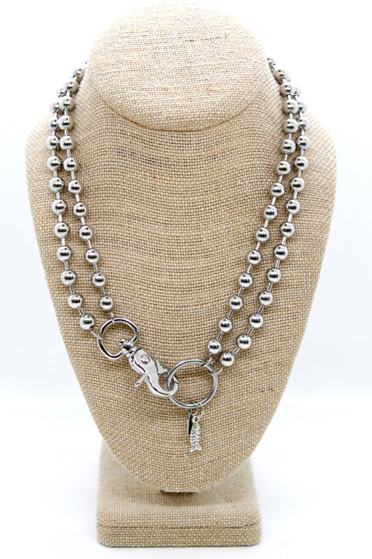Tiny Fish Charm Convertible Silver Chain Necklace