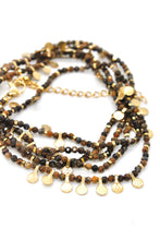 Load image into Gallery viewer, Museum Style Tiger&#39;s Eye Stone Mix Necklace with 24K Gold Plate Mini Charms -French Flair Collection- N2-2338
