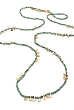 Load image into Gallery viewer, Museum Style Chrysocolla Stone Mix Necklace with 24K Gold Plate Mini Charms -French Flair Collection- N2-2339
