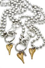 Load image into Gallery viewer, Brass Elongated Heart Charm Convertible Silver Chain Necklace
