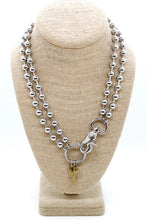 Load image into Gallery viewer, Brass Elongated Heart Charm Convertible Silver Chain Necklace