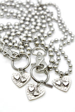 Load image into Gallery viewer, Hammered Hearts Charm Convertible Silver Chain Necklace