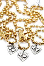 Load image into Gallery viewer, Hammered Hearts Charm Convertible Gold Chain Necklace
