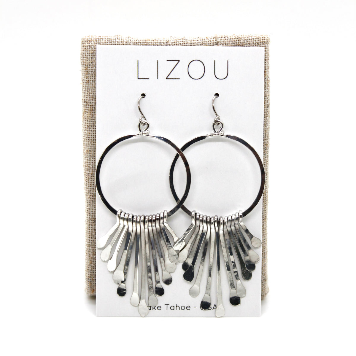 Silver Fan Hoop Earrings - E1-010