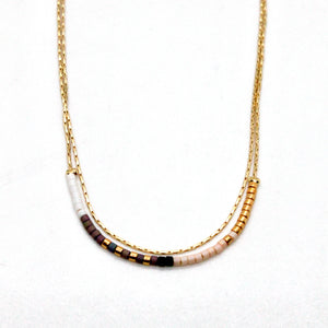 Two Strand Japanese Seed Bead Gold Necklace - Seeds Collection- N8-001