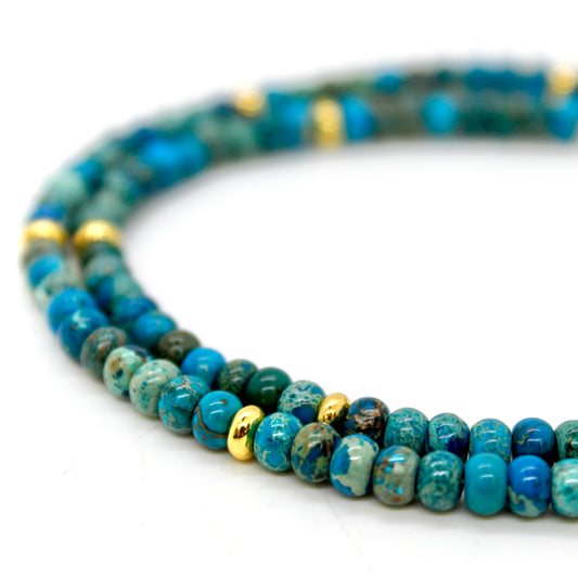 Lake Blue Jasper + Gold Necklace - NC-504G