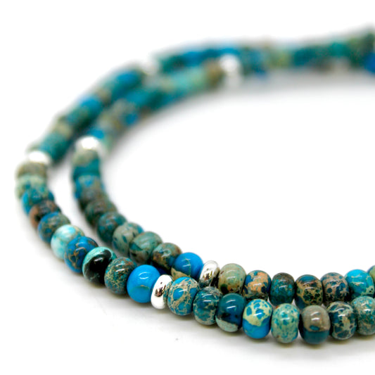 Lake Blue Jasper + Silver Necklace - NC-504S