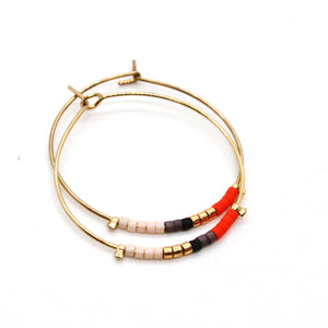 Colorful Seed Bead Hoop Earrings - Seeds Collection- E8-004