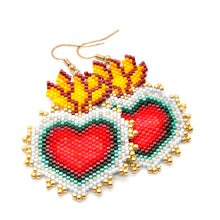 Load image into Gallery viewer, Beaded Heart Earrings - Japanese Seed Beads - Seeds Collection- E8-006
