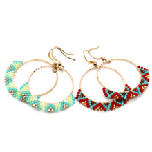 Load image into Gallery viewer, Partially Beaded Hoop Earrings - Miyuki - Seeds Collection- E8-009
