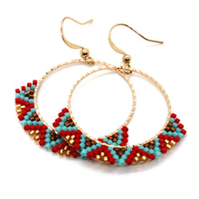 Load image into Gallery viewer, Partially Beaded Hoop Earrings - Miyuki - Seeds Collection- E8-009
