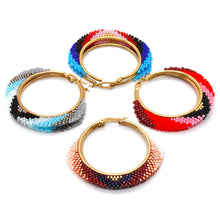 Load image into Gallery viewer, Retro Miyuki Seed Bead Hoop Earrings - Seeds Collection- E8-016
